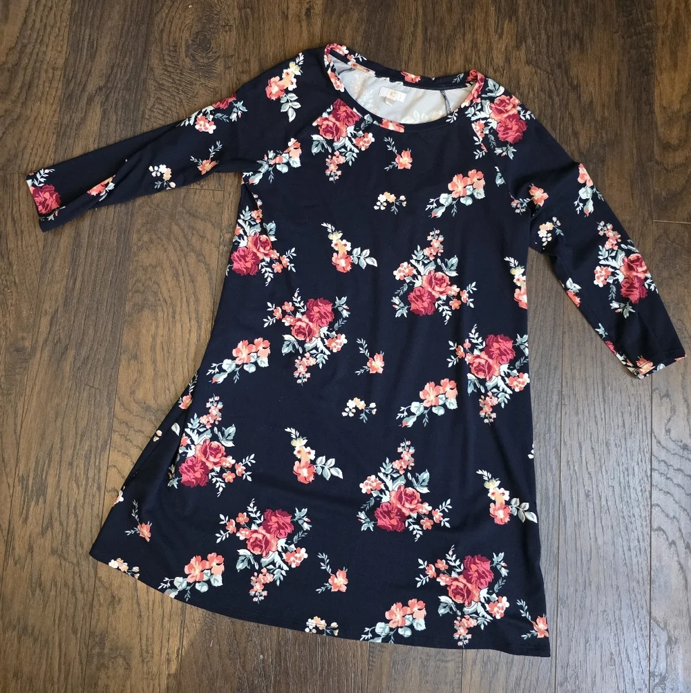 Floral Navy Dress - Picture 1 of 3